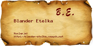 Blander Etelka névjegykártya